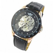 ESS Black Dial Leather Luxury Rose Gold Case Self-Wind Up Mechanical Automatic WM096