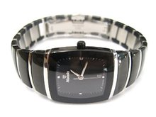 WOMENS NIVADA SWISS WATCH SQUARE BLACK CERAMIC STAINLESS STEEL HIGH QUALITY STUD DIAL