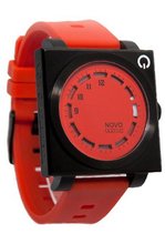 Novo the UNKNOWN Black and Red Square Face Red Dial Red Poly Band