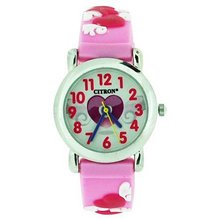 Citron Girls Love Hearts Lilac/Pink Silicone Strap KID97