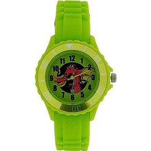 Tikkers Boys Lime Green Red Dragon Design Rubber / Silicone Strap TK0054