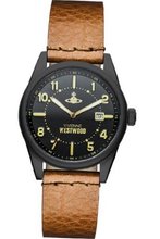 Vivienne Westwood Butlers Wharf Quartz with Black Dial Analogue Display and Brown Leather Strap VV079BKTN